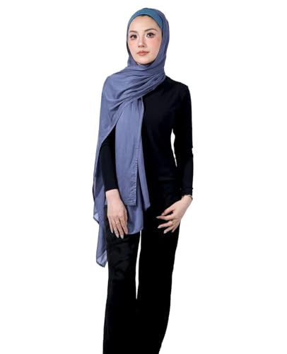 Modal Cotton Hijab Scarf for Women with Undercap Set - color: Jean Blue