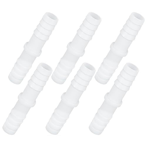 6 Pcs 1/2" x 1/2" Barbed Hose Fittings Plastic Hose Barb Fitting Barbed Splicer Mender Joint Adapter Union Fitting for Aquarium Household Fuel Gas Liquid Air Repair