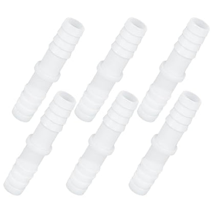 6 Pcs 1/2" x 1/2" Barbed Hose Fittings Plastic Hose Barb Fitting Barbed Splicer Mender Joint Adapter Union Fitting for Aquarium Household Fuel Gas Liquid Air Repair