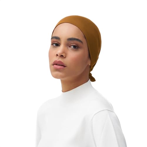 Modest Tie Back Underscarf | Women Hijab Undercap, Bonnet - color: Bronze