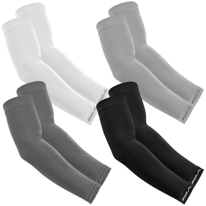 APEXUP Cooling Arm Sleeves for Men Women, UV Sun Protection UPF 50, Volleyball Arm Sleeves Compression Sleeves for Outdoor - color: 1 Black+1 White+1 Gray+1 Dark Gray