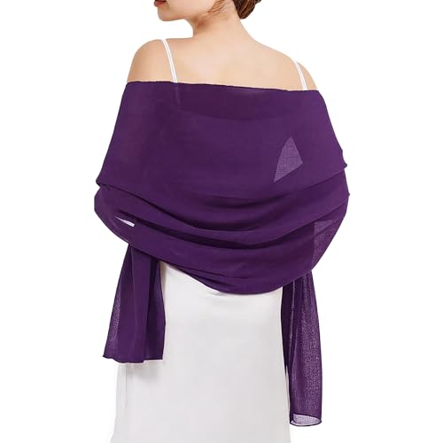 Chiffon Shawls and Wraps - Lightweight Scarve for Women Evening Dresses Wedding Bridal Formal Party - color: Purple