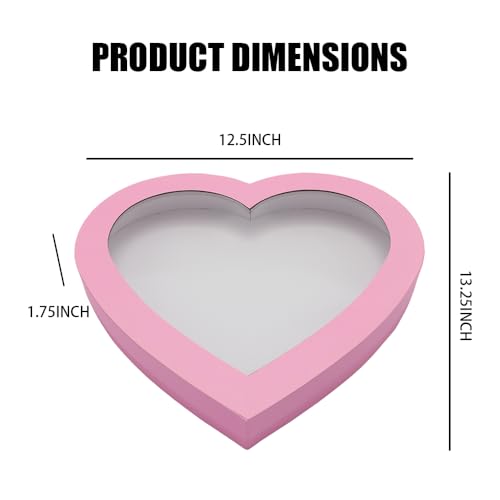 WENPACK 30.5cm(12인치) 하트 모양 선물 상자, 뚜껑 포함, 발렌타인 데이 샤퀴테리 스위트 푸드 생일 간식 (핑크) - color: 핑크