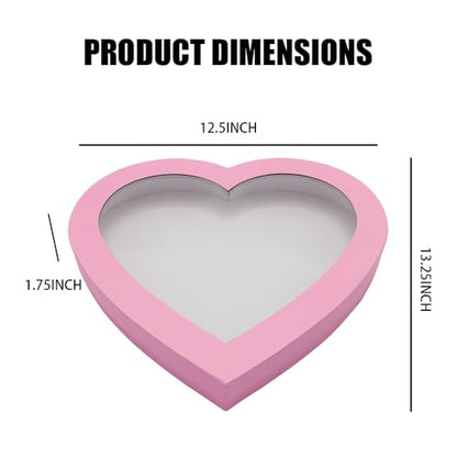 WENPACK 30.5cm(12인치) 하트 모양 선물 상자, 뚜껑 포함, 발렌타인 데이 샤퀴테리 스위트 푸드 생일 간식 (핑크) - color: 핑크