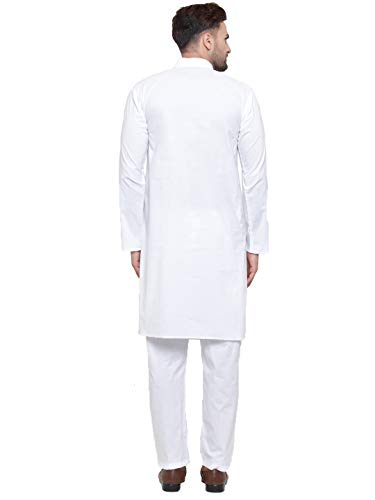 Maple Clothing Men's Kurta Pajama White Cotton Indian Clothes - size: 6X-Large