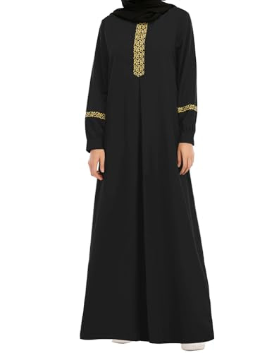 WSPLYSPJY Womens Muslim Abaya Dress Zipper Islamic Robe Pockets Maxi Prayer Clothes with Hijabs - color: Black, size: 4X-Large