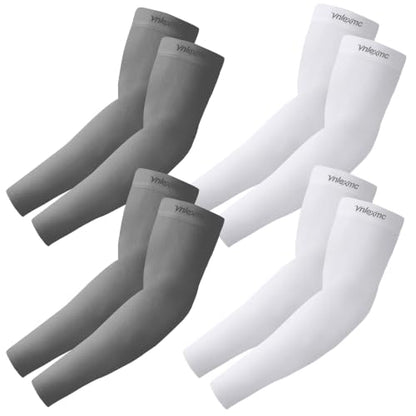 4 Pairs Arm Sleeves to Cover Arms for Men & Women,UV Sun Protection,Cooling Sports Compression,Tattoo Cover Up Sleeve - color: 2 White+2 Gray