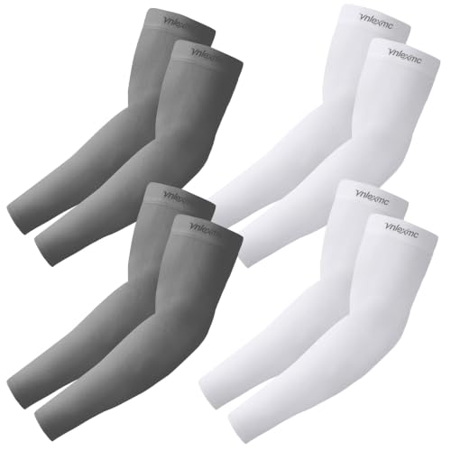 4 Pairs Arm Sleeves to Cover Arms for Men & Women,UV Sun Protection,Cooling Sports Compression,Tattoo Cover Up Sleeve - color: 2 White+2 Gray