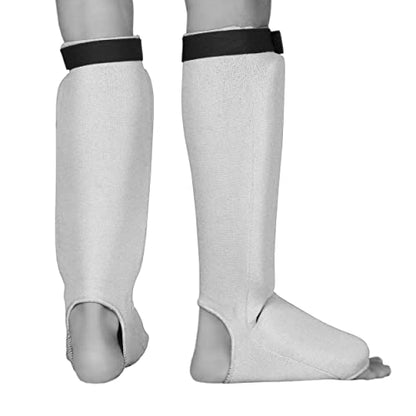 UFG Ultimate - Cloth Shin Instep Guard - Karate MMA Boxing Muay Thai Training Protection - color: White, size: Large-X-Large