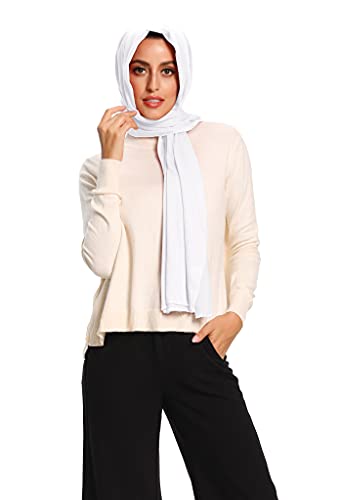 Jersey Hijab Scarfs for Women Head Scarf Muslim Head Wraps - color: White