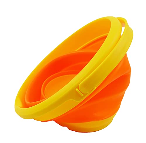 SAMMART 5.5L (1.4 Gallon) Set of 2 Collapsible Plastic Bucket - Foldable Round Tub - Portable Fishing Water Pail - Space Saving Outdoor Waterpot. (Carrot + Lemon) - color: Carrot + Lemon