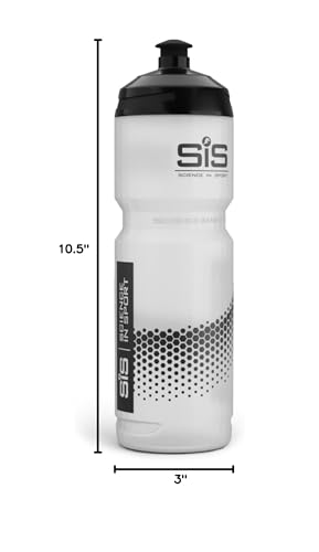 Science in Sport Water Bottle w/Easy Mixing | Clear Squeeze Water Bottle w/Running Lockable Valve - 27 Fluid Ounce