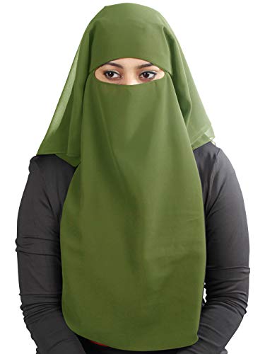 MyBatua 3 Layers Saudi Niqab In Breathable Georgette, Wholesale Price, 1pc Face Veil NQ-003 - color: Henna