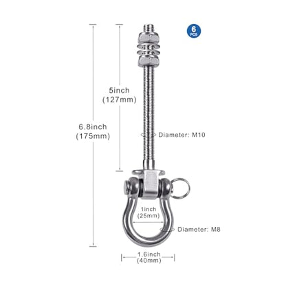6Pcs Heavy Duty Swing Hangers with Bearings Swing Hooks for Wood & Metal Beams Stainless Steel Swing Hardware Bolts for Hanging Swings Chair Hammock Aerial Yoga Porch Swing 5" X M2/5", 1500LB Capacity - color: 6 pack - 5"