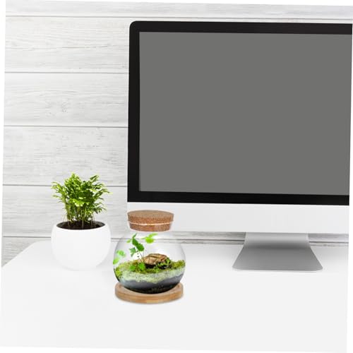 Desktop Hydroponic Glass with Lid Elegant Betta Fish Tank Mat for Plant Lovers for Home Office and Garden Decoration