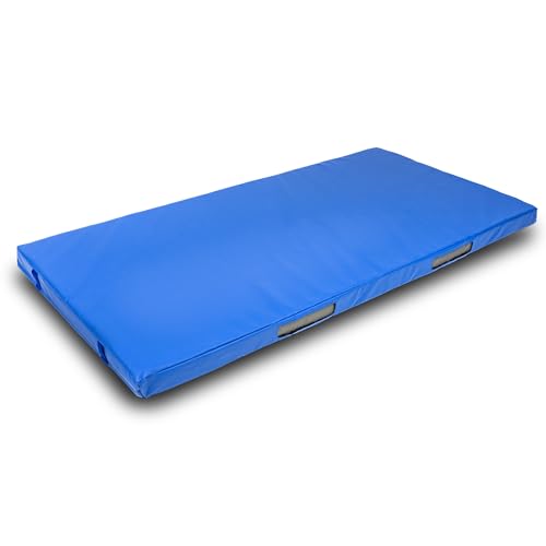 Foamma Gymnastics Mat, 8" x 3 ft x 6 ft, Blue, High-Density Landing Mat with Waterproof Cover, Ideal for Wrestling, Tumbling, Kids & Adults – Gymnastics Equipment for Indoor & Outdoor Use - size: 3ft x 6ft, style: 8" Thickness
