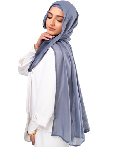 KHELANI Premium Modal Hijab Set – Lightweight & Soft | Luxury Hijabs Wrap, Head Scarf for Muslim Women with Hijab Undercap - color: Emirati Blue