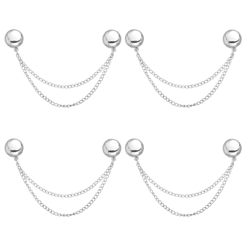 4pcs Magnetic Clothing Clips, Multi-Function Magnetic Button Clips Pinless Magnet Clothing Pins Clothing Accessories for Sleeves Skirts Dresses (Silver) - color: Silver