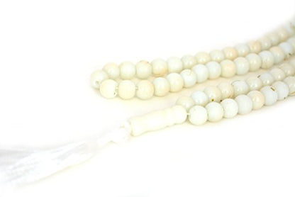 Islamic Prayer Beads - Misbaha Tasbih 99 Glass Bead Necklace - color: Ivory White