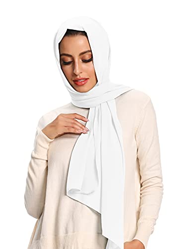 Txameru Hijab for Women Chiffon Hijab Scarfs for Women Long Shawl - color: White