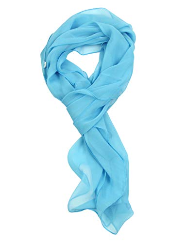 PANTONIGHT Long Chiffon Sheer Scarf For womens - color: 058 Plain Blue