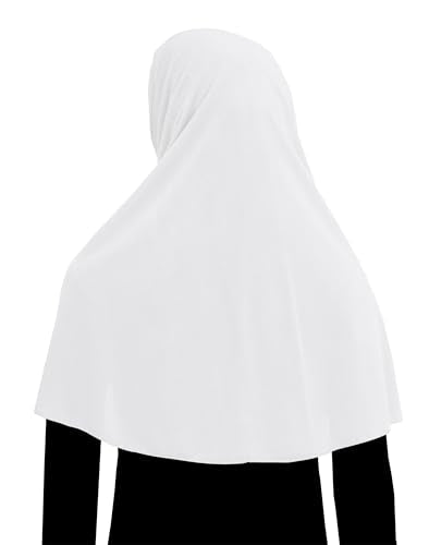 Women's Khimar Hijab Modest Muslim Cover Instant Elastane Elbow Length Easy Pull-on Islamic Headscarf - color: White