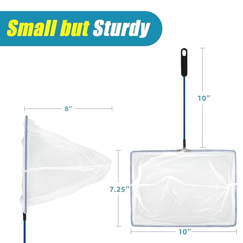 AQUANEAT Aquarium Fish Net, Small Fish Tank Cleaning Net, Food Wastes Skimmer for Small Ponds and Pools - size: 10 inch