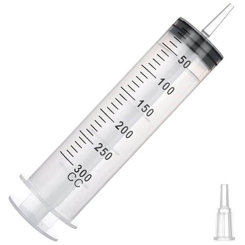300ml Large Syringe for Thick Liquids, Individually Wrapped | Plastic Syringe Without Needle for Scientific Labs, Garden, Liquid Fertilizer - style: 300cc