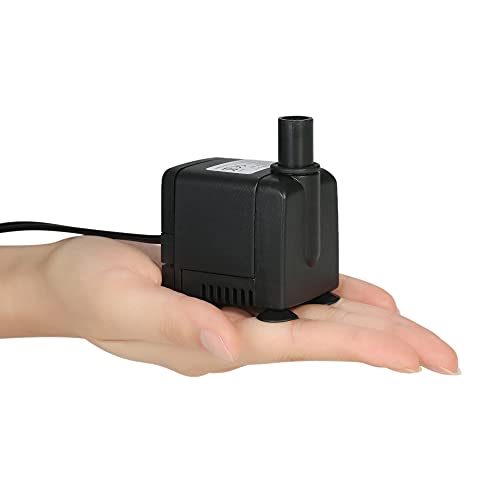 Decdeal 450L/H 6W Submersible Water Pump for Aquarium Tabletop Fountains Pond Water Gardens and Hydroponic Systems with 2 Nozzles, AC110V, US Plug