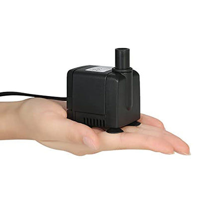 Decdeal 450L/H 6W Submersible Water Pump for Aquarium Tabletop Fountains Pond Water Gardens and Hydroponic Systems with 2 Nozzles, AC110V, US Plug
