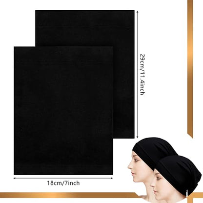 Loopeer 2 Pcs Hijab Undercaps No Slip for Women Islamic Muslim Hijab Cap Scarf for Turban Tube Neck Cover - color: Black