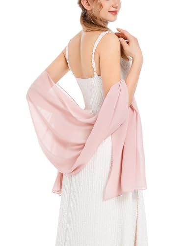 Shawls and Wraps Soft Chiffon Scarve Scarf For Evening Party Dresses Wedding Stole - color: Blush