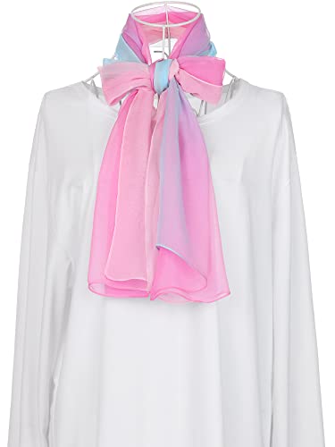 uxcell Women'sChiffon Sheer Long Scarf Silky Gradient Party - color: Pink Blue