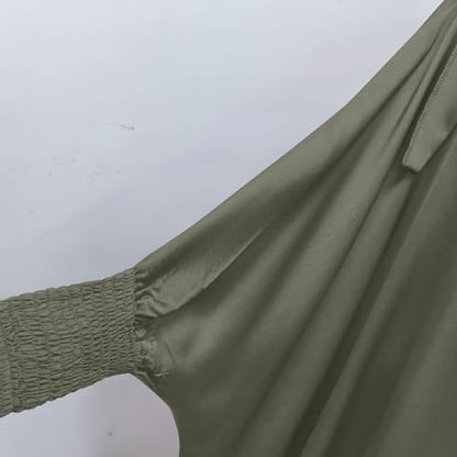 Lmdudan Girls Muslim Dress Hood Long Sleeve Prayer Dresses Robe Dubai Abaya 2026 Ramadan Kaftan Dress Kids 6-13 Years - color: Army Green, size: 6-7 Years