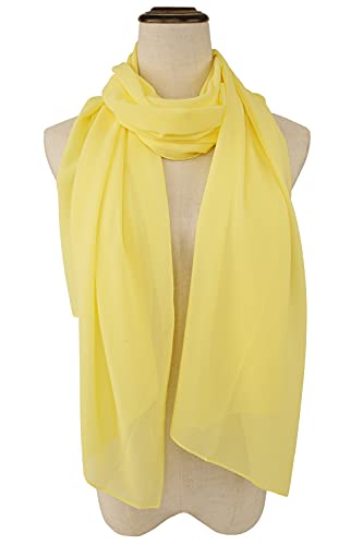 YOUR SMILE for Women Lightweight Breathable Solid Color Soft Chiffon Long Fashion Scarves Sun-proof Shawls Wrap - color: Yellow
