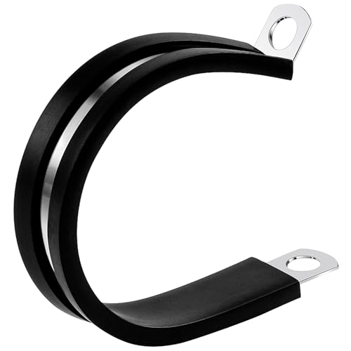 1-1/4 Inch Rubber Cable Clamp P Clip Pipe Hose Tube Conduit Wire Insulated | ELECFUN, 10pcs, Stainless Steel, Metal, Line - size: 1-1/4 Inch