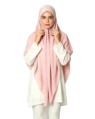 Lina & Lily Premium Chiffon Hijab Head Scarf Shawl Wrap for Muslim Women Square 58'' x 58'' - color: Blush Pink