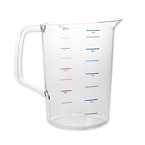 Rubbermaid Commercial Products Bouncer Clear Measuring Cup, 16-Cup/4-Quart, Clear, Strong Food Grade, Easy Read for Liquid/Dry Ingredients, for Home/Professional Kitchen (Pack of 6) - size: 4 Qt (Pack of 6)