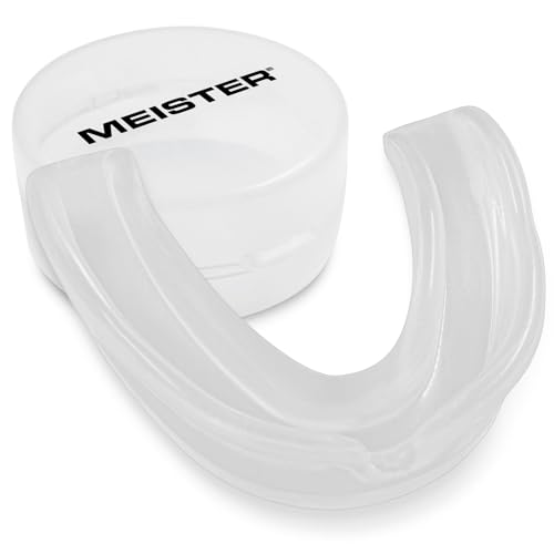 Meister Moldable Single Mouth Guard w/Case - Clear | Custom-molded boil-and-bite fit, upper-teeth coverage for MMA, boxing, sparring and contact sports - color: Clear