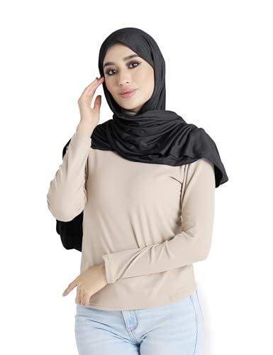 Premium Jersey Hijab Scarf for Women - Muslim Head Scarf - color: Black