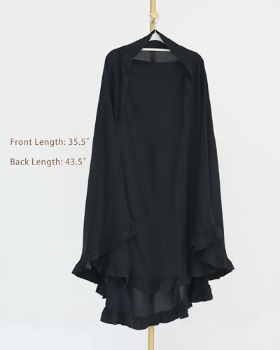 Muslim Prayer Hijab Solid Color Ruffled Head Scarf Women Islamic Head Cover Khimar - color: Black
