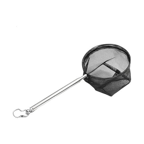 1 Pack Aquarium Tank Small Fishing Nets, Round Shrimp Net with Extendable Handle, Fine Mesh Aquarium Skimming Net - color: Black