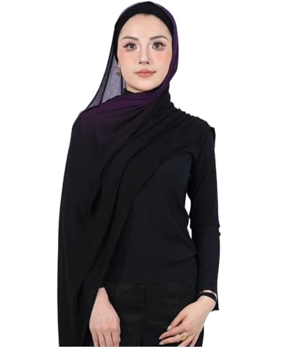 Special Ombre Modal Cotton Hijab Scarf for Women, Graceful Gradient Muslim Head Scarfs - color: Ombre Purple