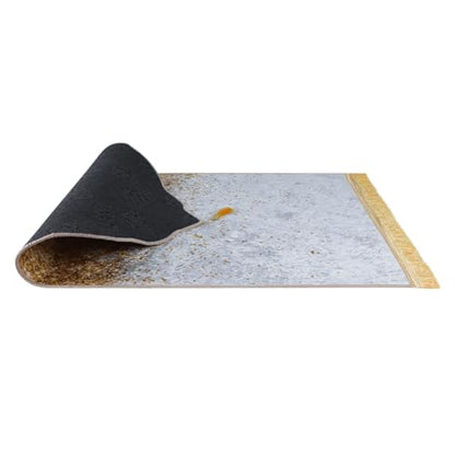 Muslim Prayer Mat Islamic Prayer Rug Padded Portable Praying Mat with Tassel Thick Praying Carpet for Ramadan - color: Gold