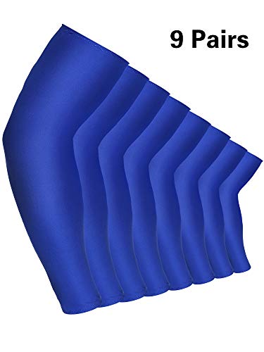 Mudder 9 Pairs Unisex UV Protection Sleeves Arm Cooling Sleeves Ice Silk Arm Sleeves Arm Cover Sleeves - color: Blue