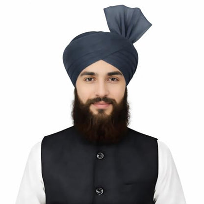 Turban For Men (156 Inches) Long Cloth – Muslim, Sikh, Punjabi Headwrap | For Prayer, Festivals & Special Occasions - color: Dark Grey