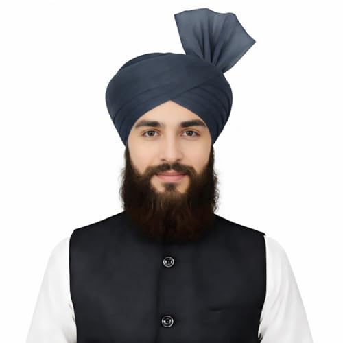 Turban For Men (156 Inches) Long Cloth – Muslim, Sikh, Punjabi Headwrap | For Prayer, Festivals & Special Occasions - color: Dark Grey