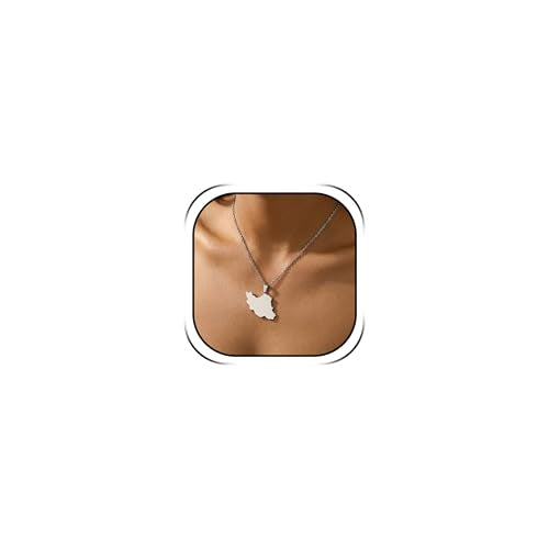 Iran Necklace Iran Map Charm Necklaces Dainty Gold Necklaces for Women Silver Jewelry Gifts for Women - color: A4:Iran Map Necklace