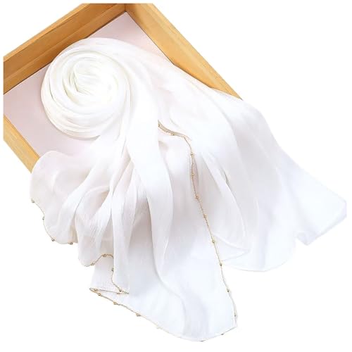 Shimmer Party Hijab, Lightweight Stylish Hijab Scarf for Women - color: White