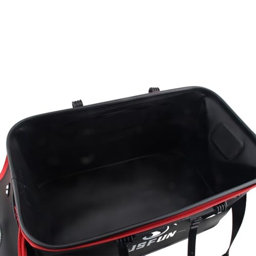 Collapsible EVA Fishing Bucket with Mesh Cover, Portable Live Bait Tank for Sea Fishing Camping Hiking, Foldable Fish Storage Box with Shoulder Strap, Black 30cm - color: 40cm